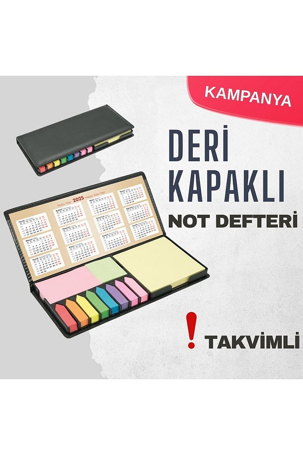 Takvimli Notluk, Yapışkan Kağıtlı, Deri Kapaklı Bloknot - 1