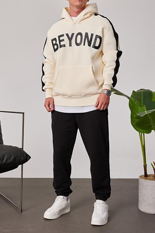 Beyond Krem Kapüşonlu Sweatshirt - 1