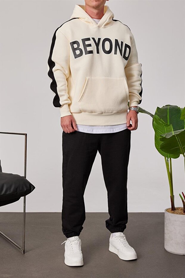 Beyond Krem Kapüşonlu Sweatshirt - 5