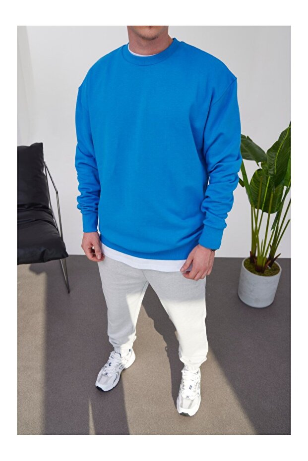 سويت شيرت أزرق من القطن الأساسي - 2