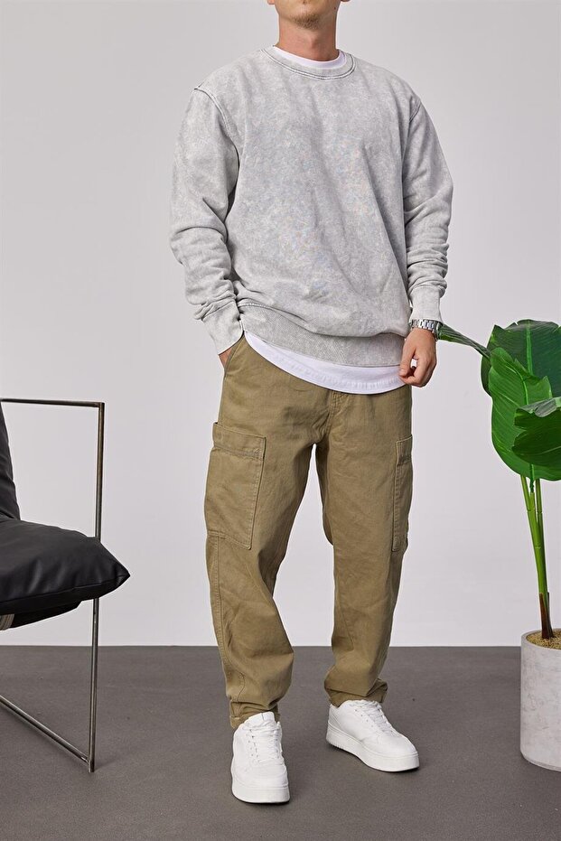 Washable Basic Gray Sweatshirt - 1