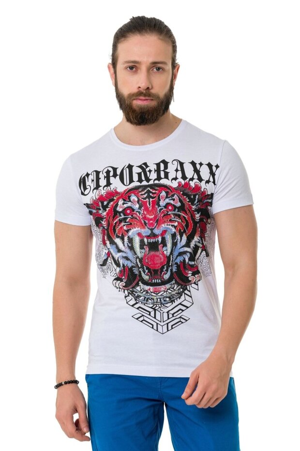 Ct729 stone tiger patterned t-shirt