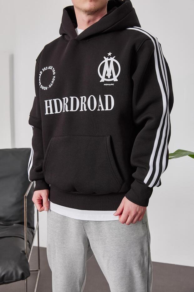 HDRDROAD Siyah Kapüşonlu Sweatshirt - 3
