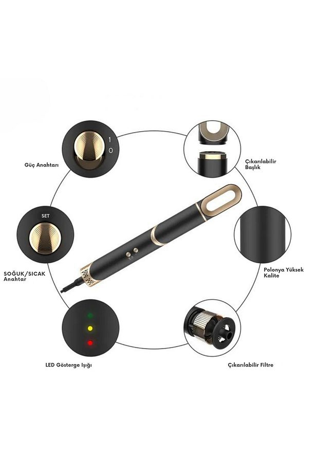 818 11 Başlık Multi Styler Hava Üflemeli Saç Şekillendirme Kurutma Çok Fonksiyonlu Ultra Set - 9