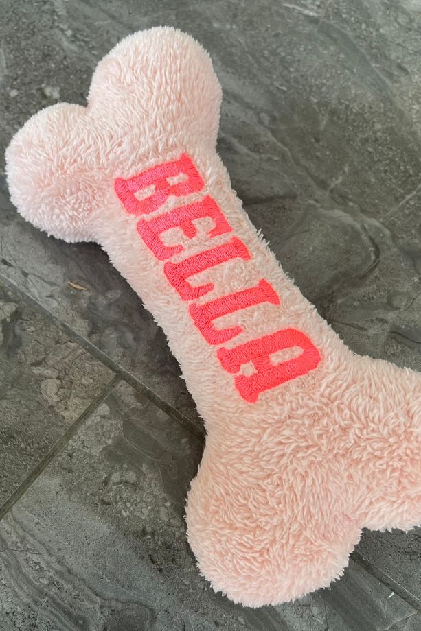 İsimli Nakış İşlemeli Peluş Kemik Oyuncak İsime Kişiye Özel Wellsoft Yıkanabilir Köpek Kemiği - 4