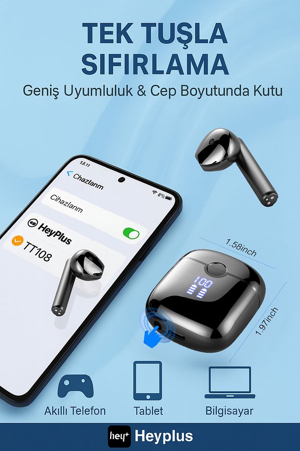 S1 Bluetooth Kulaklık , Ios Android Uyumlu , Kablosuz Kulaklık (ENC-4MİKROFON) - 5