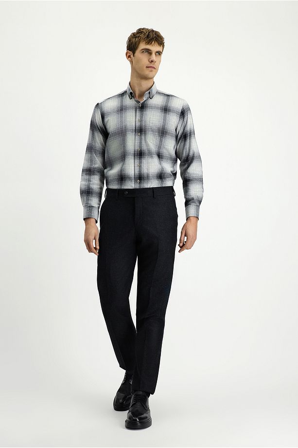 Regular Fit Yünlü Pileli Flanel Klasik Kumaş Pantolon - 3