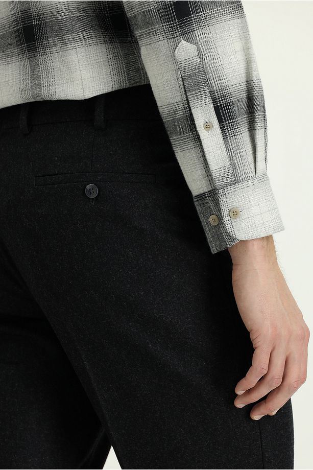 Regular Fit Yünlü Pileli Flanel Klasik Kumaş Pantolon - 6
