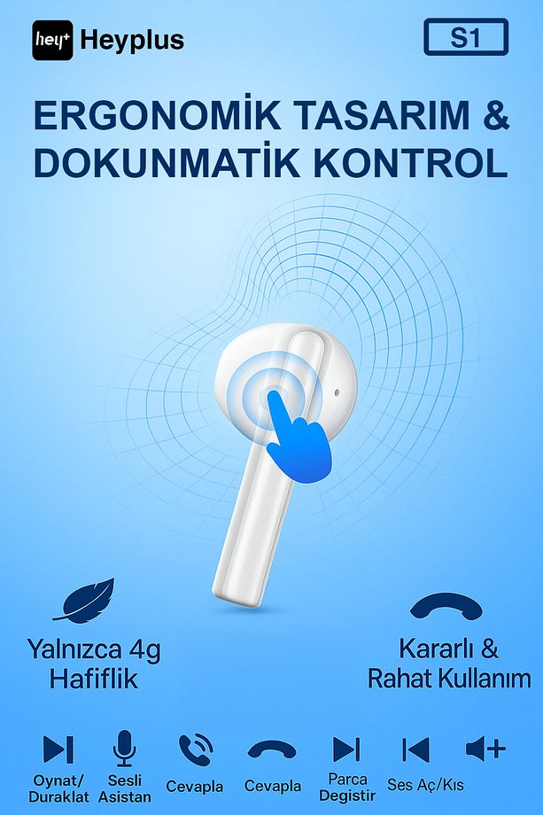 S1 Bluetooth Kulaklık Ios Android Uyumlu Kablosuz Kulaklık (ENC-4MİKROFON) - 6