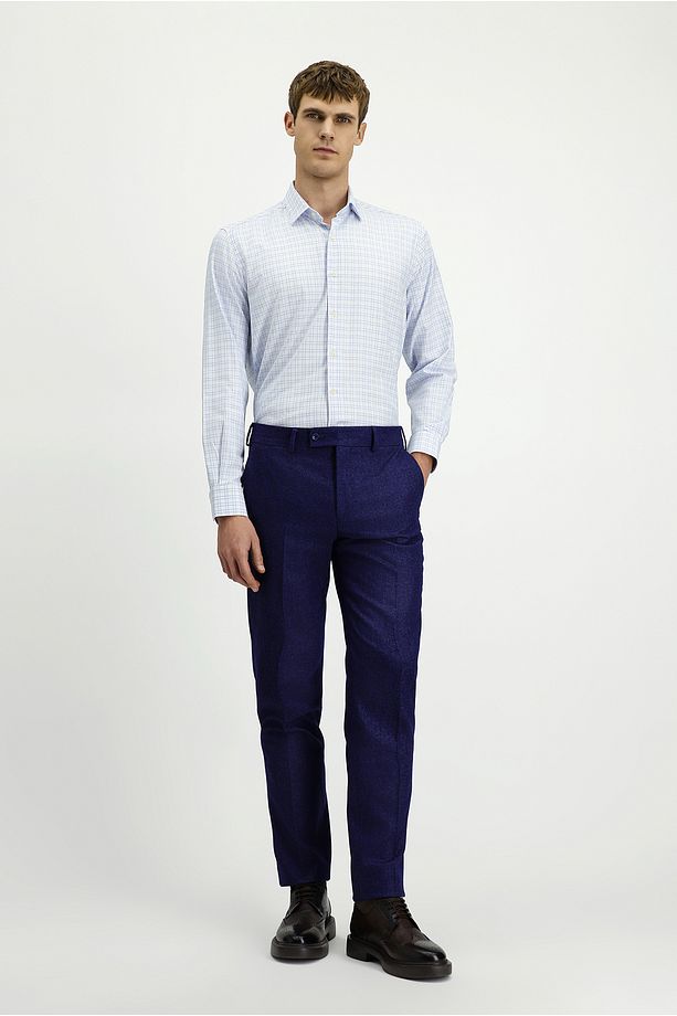 Regular Fit Yünlü Pileli Flanel Klasik Kumaş Pantolon - 1