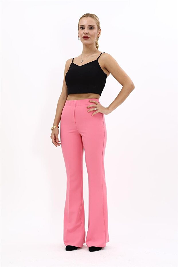 İspanyol Paça Pantolon-Pembe - 5