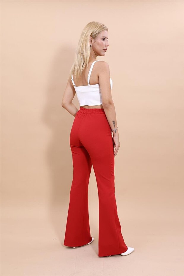 İspanyol Paça Pantolon-Kırmızı - 3