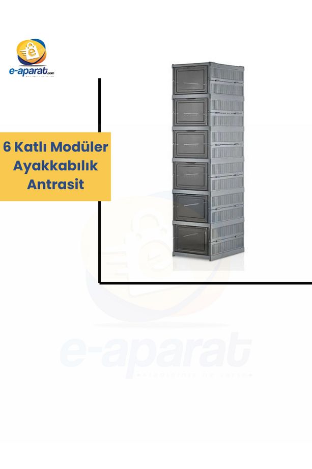 6 Katlı Modüler Ayakkabılık Lüks Ayakkabı Kutusu Seti Dolabı Katlanır Istiflenebilir - 1
