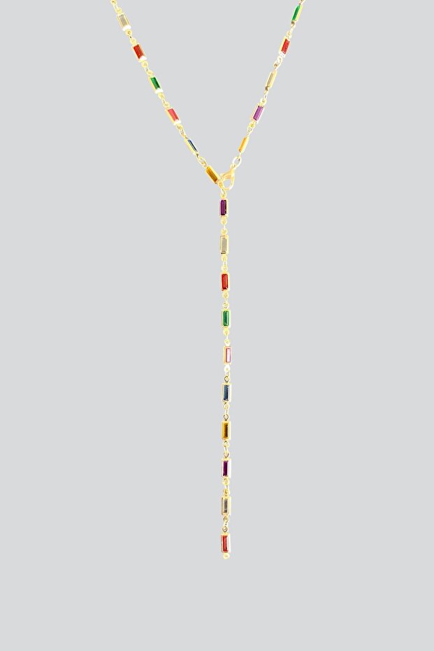 Renkli Taşlı Y Kolye - 3
