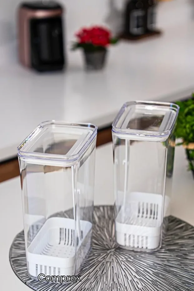 Greenery Storage Container Set of 2 – 2900 ml |   Vegetable Storage & Refrigerator Freshener Box - 5