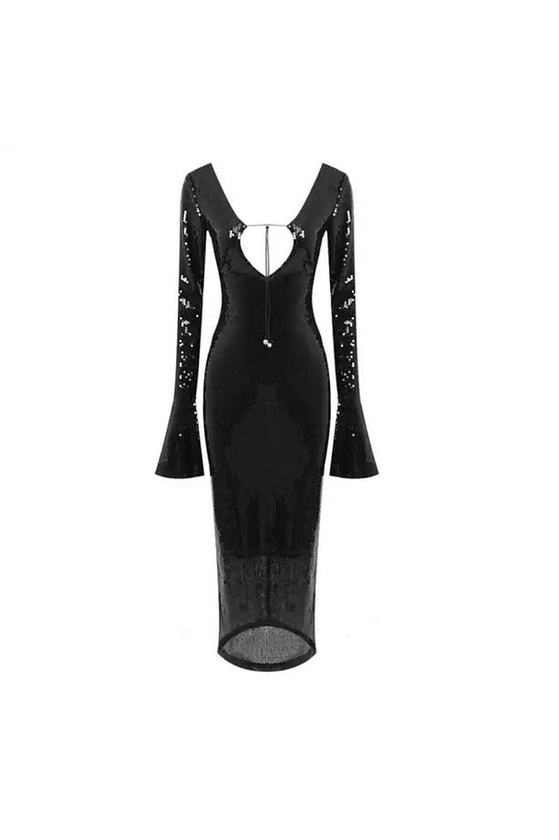 Lüks Designer Sequins Elbise Gece Parti Davet Özel Davet - 7