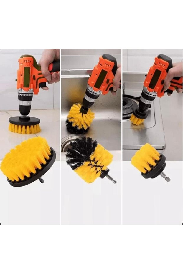 3-Piece Drill Bit Bathroom Bathtub Shower Cabin Car Wheel Seat Washing Cleaning Brush Set