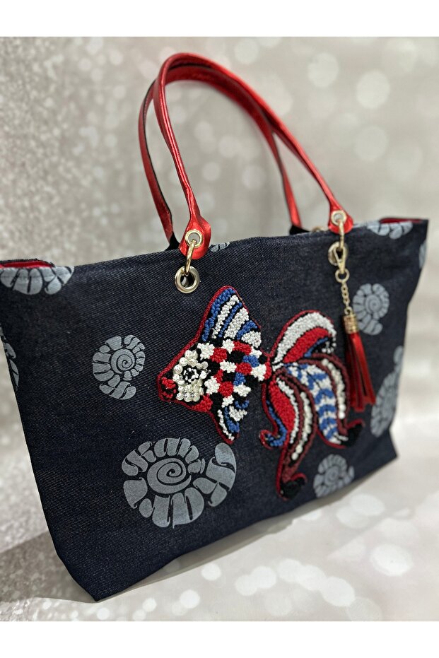 Balıklı Plaj Çantası - 5