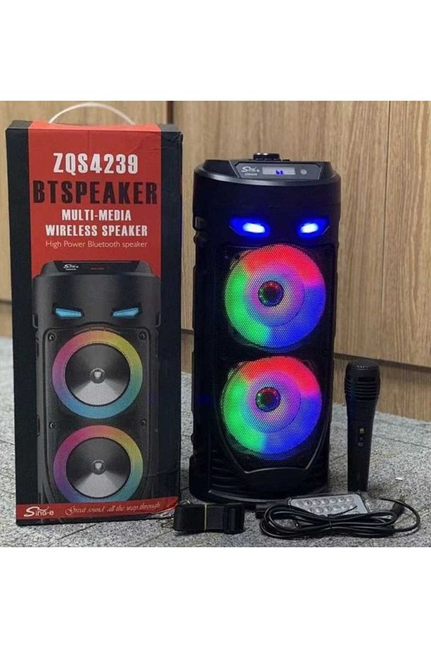 Karaoke Mikrofonlu Bluetooth Hoparlör Led Işıklı Taşınabilir Kablosuz Speaker - 4