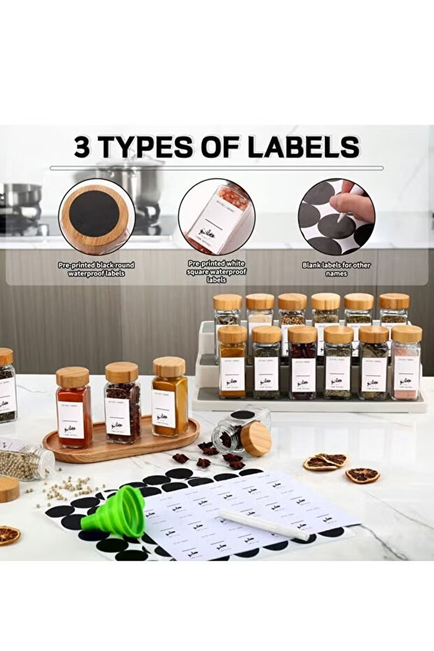 12 قطعة من برطمانات التوابل الزجاجية سعة 4 أونصات، حاويات توابل مربعة فارغة - 5