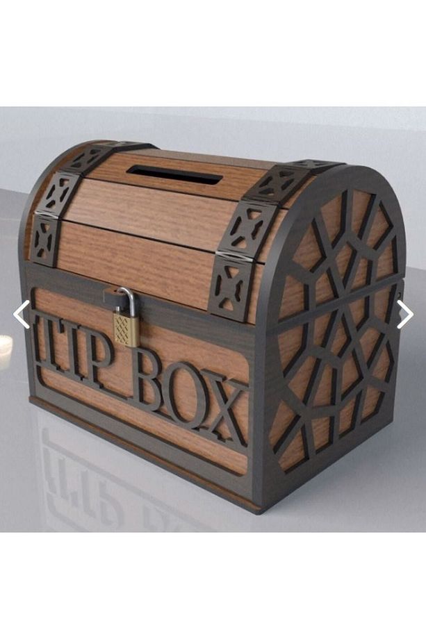 Tip Box Ahşap Kumbara Sandık Tipi Tipbox Kilitli Bahşiş Kutusu - 5