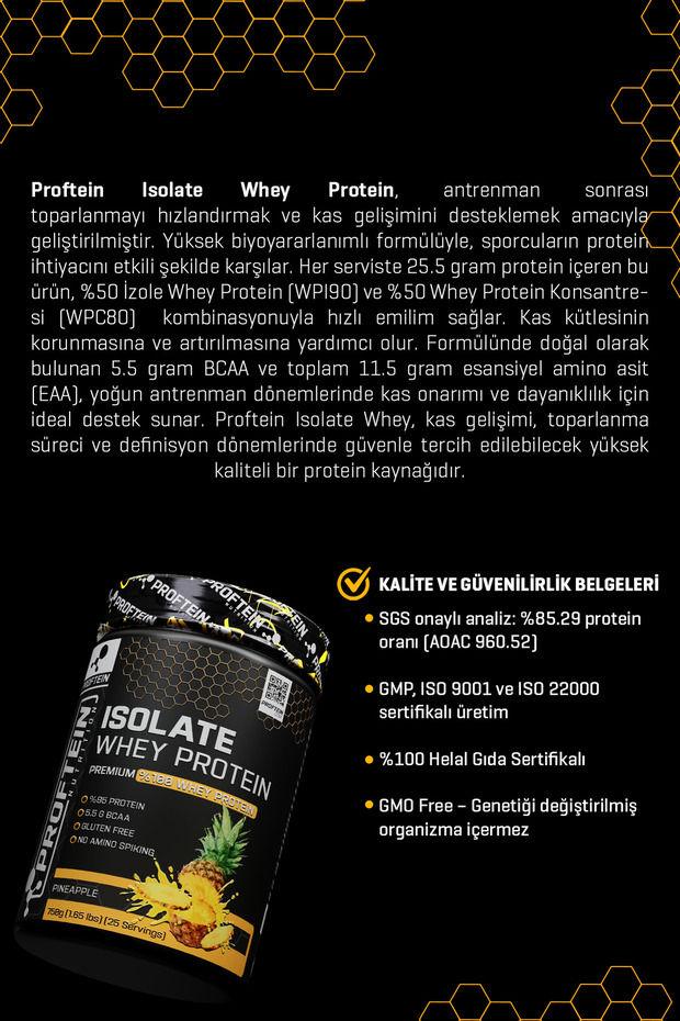 Whey Isolate 750g 25 Servis Ananas Aromalı - 3