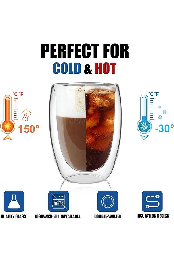 Çift Cidarlı Borosikilat Cam Isıya Dayanıklı Kahve Bardağı 250ml 2'li Set - 4