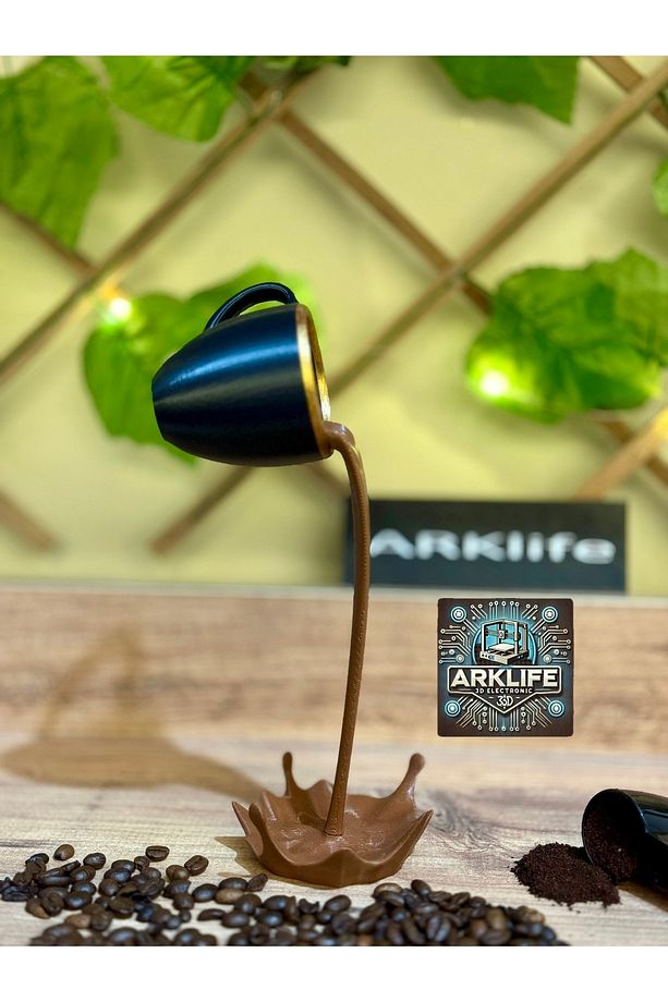 2li Set Coffe Yazısı Ve Kahve Köşesi Dökülen Kahve Fincan Figürü 3d Dekoratif Obje Ve Biblo - 5