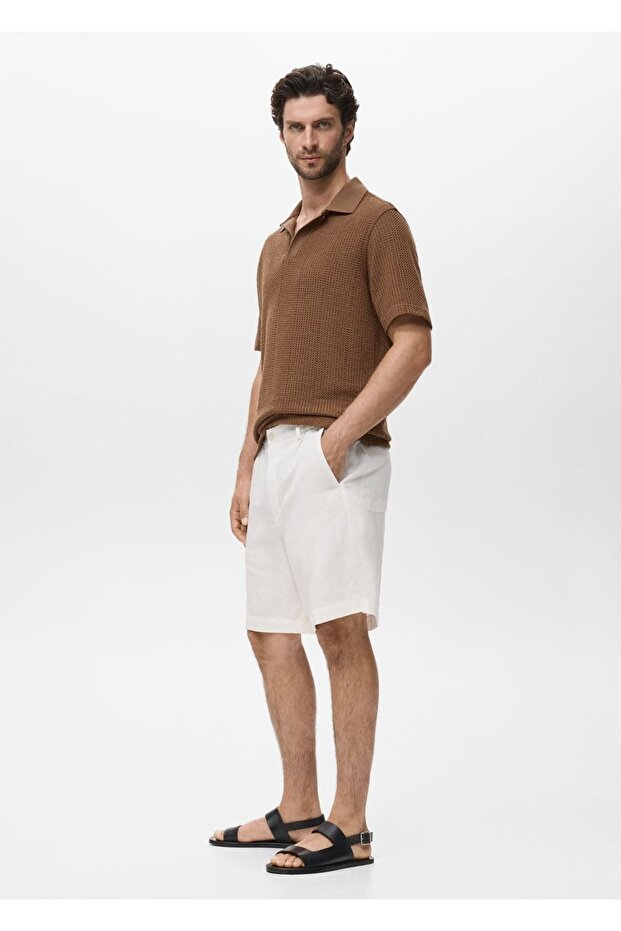 Ajur pamuklu triko polo gömlek - 5