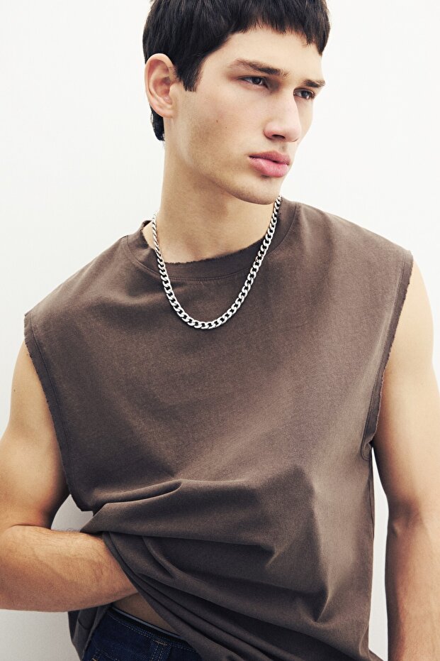 Yıkanmış kolsuz tişört - 1