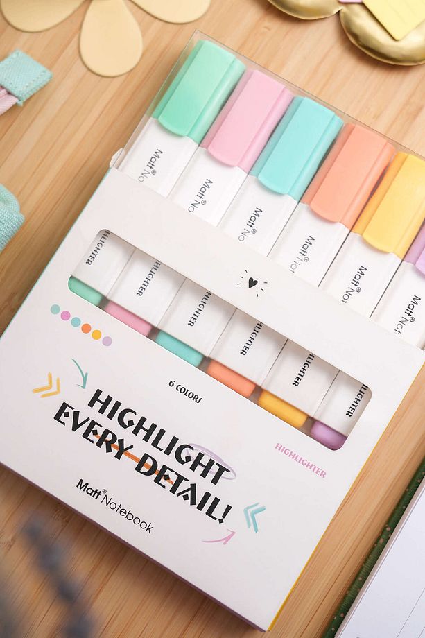 6'lı Highlighter Pastel Renk Fosforlu Kalem Seti - 6