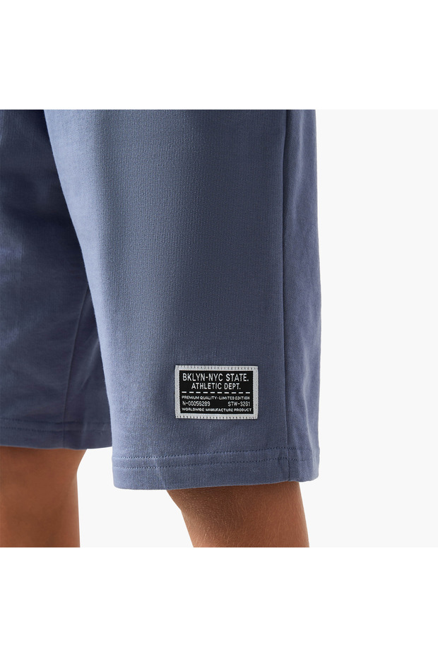Solid Shorts with Drawstring Closure and Pockets - 4