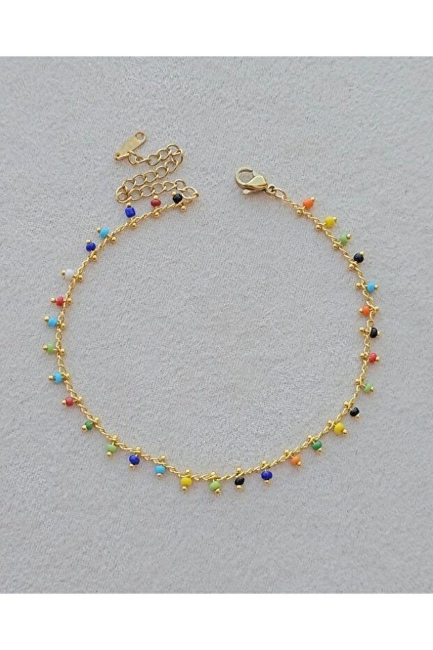 renkli taşlı halhal çelik - 1