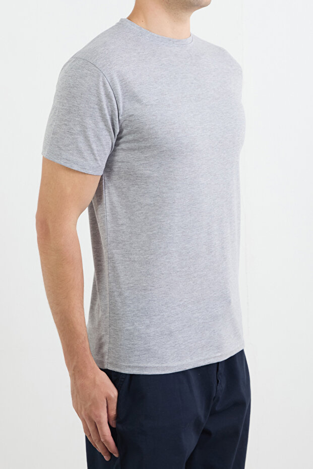 Basic Bisiklet Yaka Tişört - 5