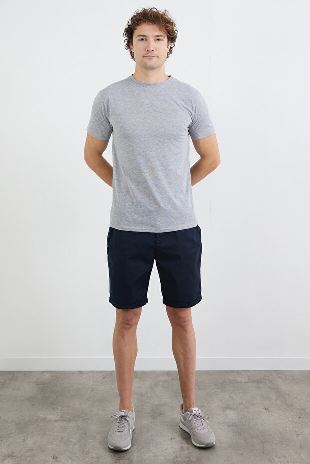 Basic Bisiklet Yaka Tişört - 3