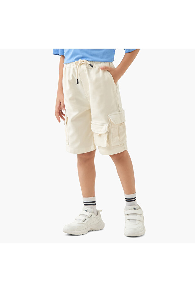 شورت كارجو سادة مع رباط للإغلاق - 1
