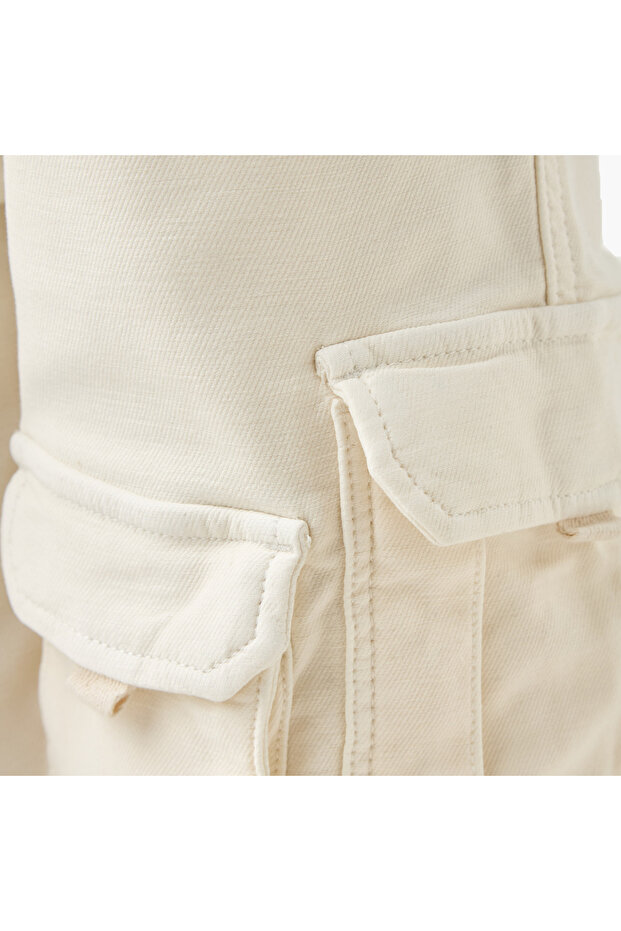 شورت كارجو سادة مع رباط للإغلاق - 5