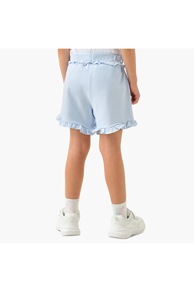 شورت سادة مع رباط للإغلاق وحاشية مكشكشة - 3