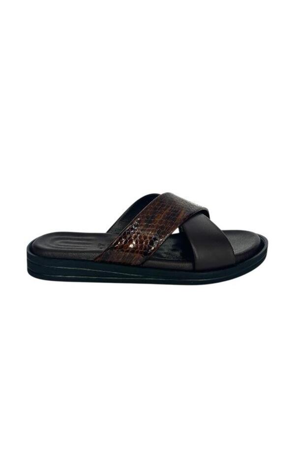 852 928 Men's Khaki Leather Slippers
