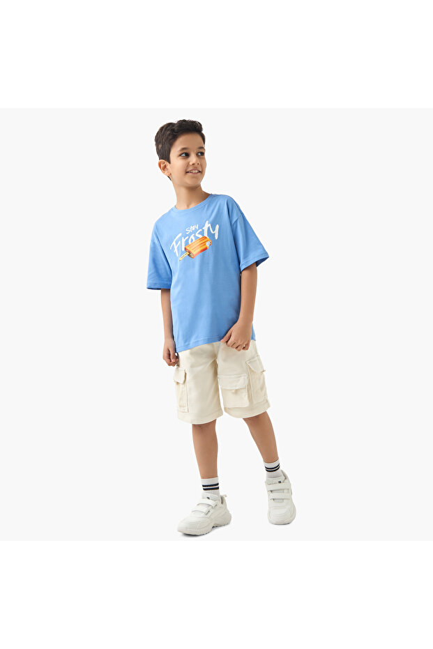 شورت كارجو سادة مع رباط للإغلاق - 2