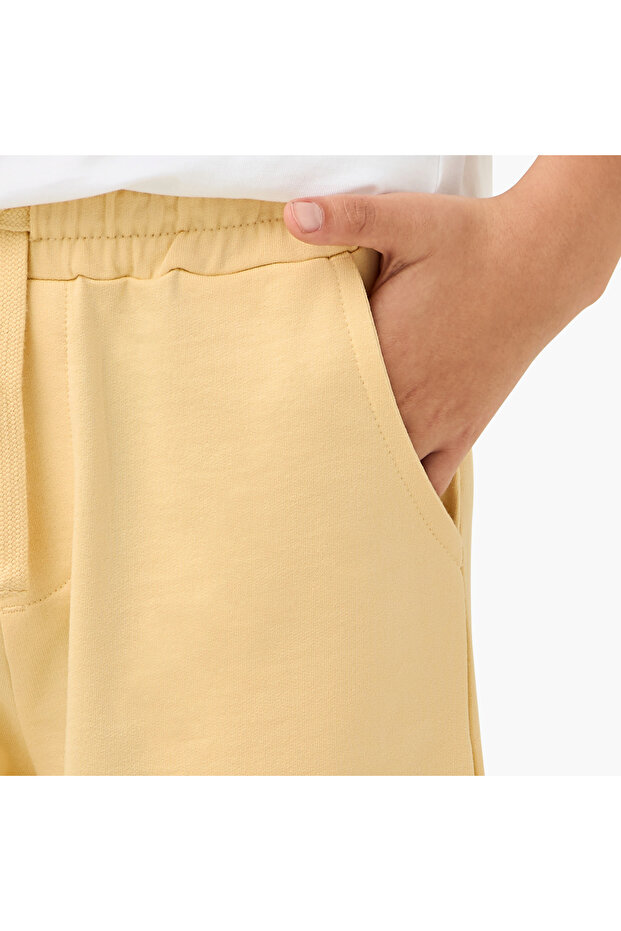 Solid Shorts with Drawstring Closure and Pockets - 4