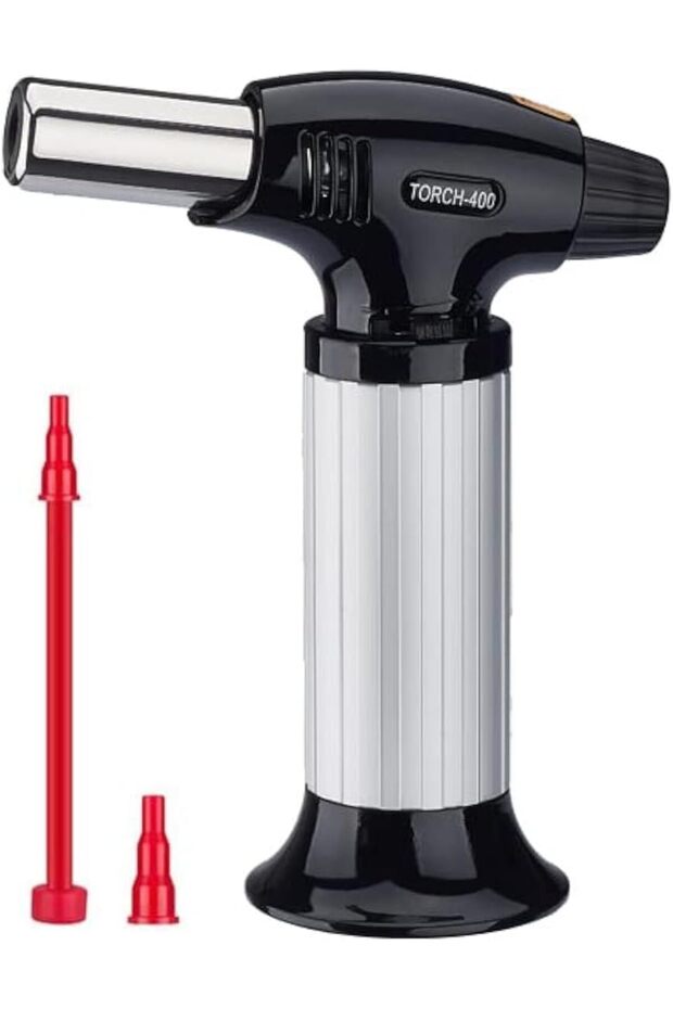 Kitchen Butane Torch Lighter with Safety Lock, Adjustable Flame, Refillable Portable Culinary Torch