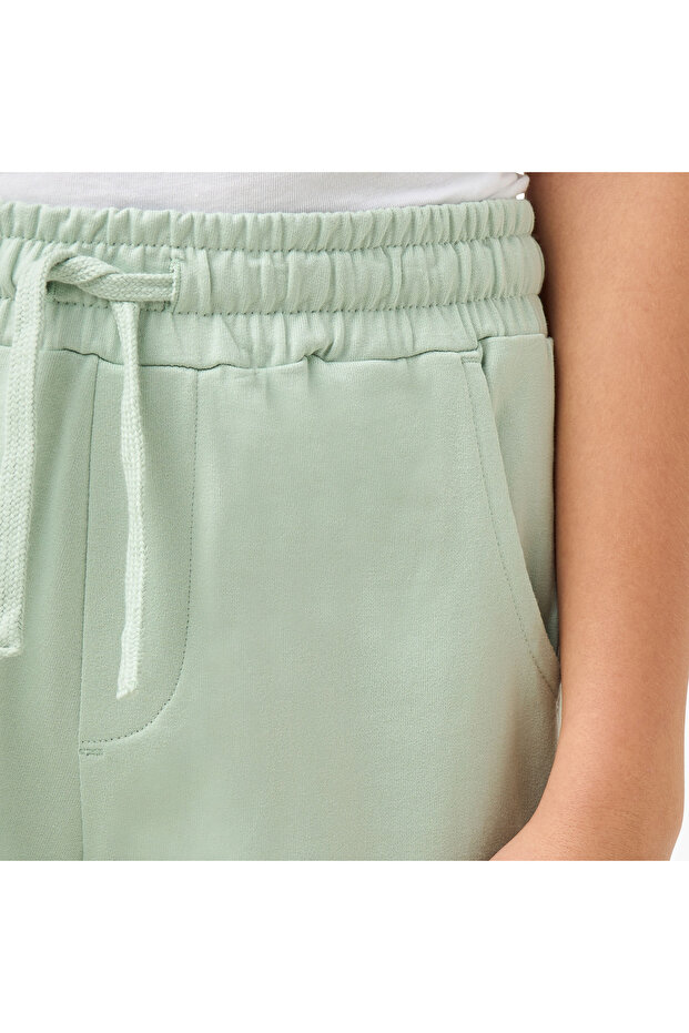 Solid Shorts with Drawstring Closure and Pockets - 4
