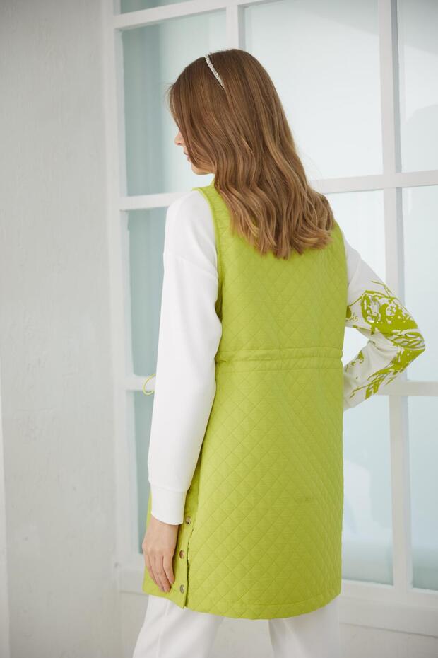 Çıt Çıt Detaylı Kapitone Yelek - Lime - 3