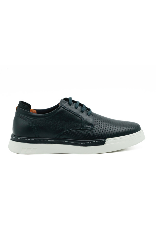 Genuine Leather Navy Blue Casual Sports Men's Shoes - Eva Sole 253250