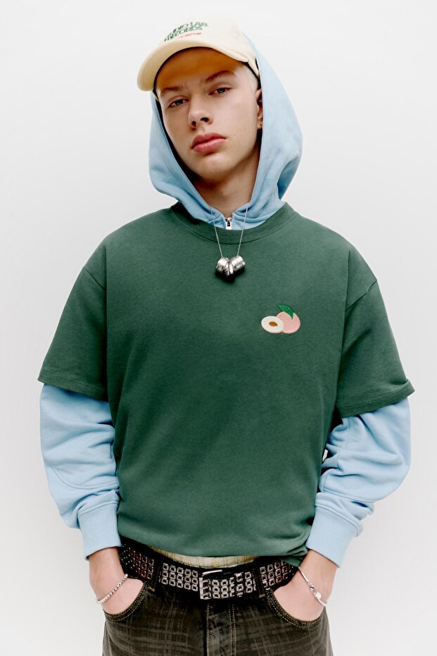 Şeftali grafikli tişört - 1