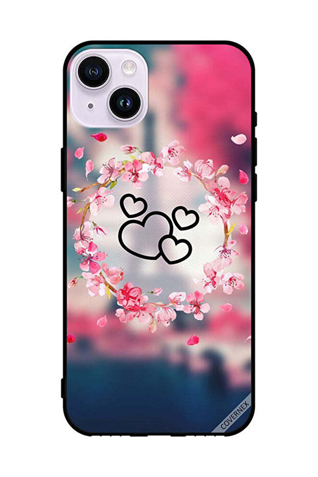 غطاء حماية لهاتف Apple iPhone 14 بتصميم قلوب وزهور
