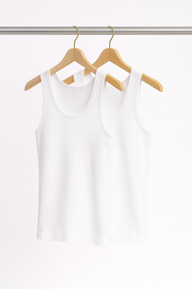 Men's 50% Cotton-50% Modal Classic White 2-Pack Undershirts L2Ik1L1Kk2E.2-Pack