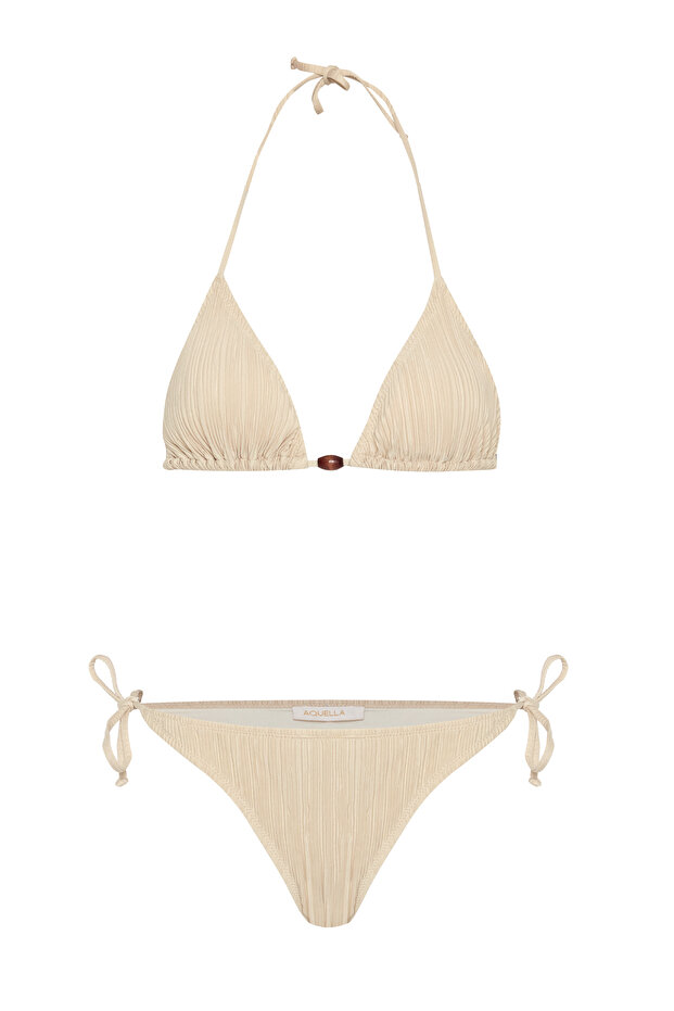Pleated Bead Accessory Bikini - 1