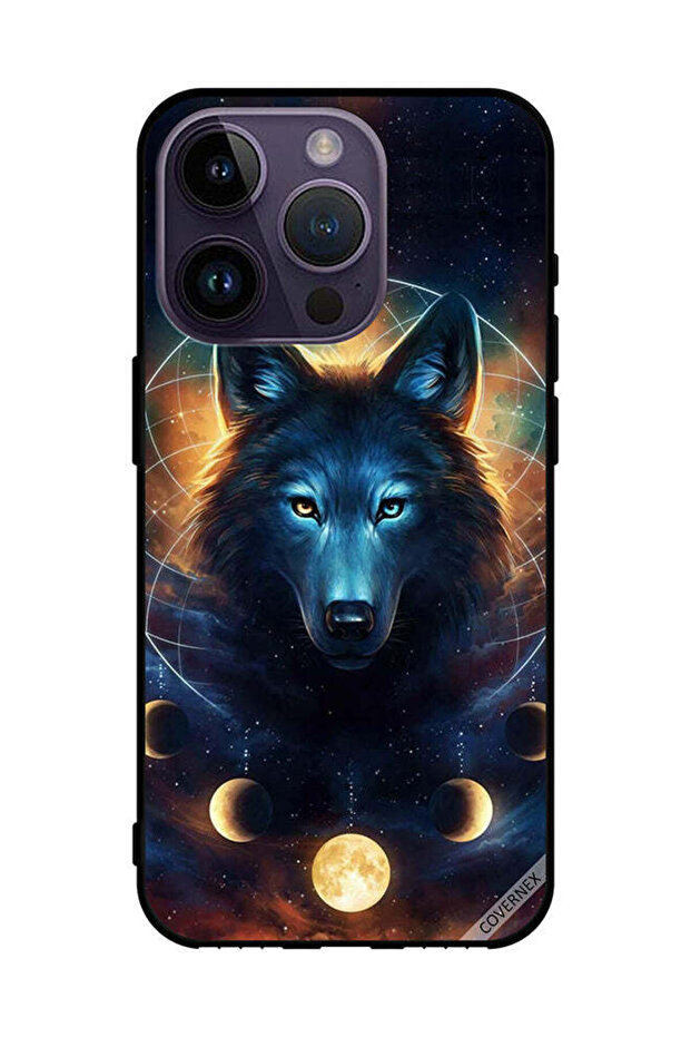 Protective Case Cover For Apple iPhone 14 Pro Wolf In Space